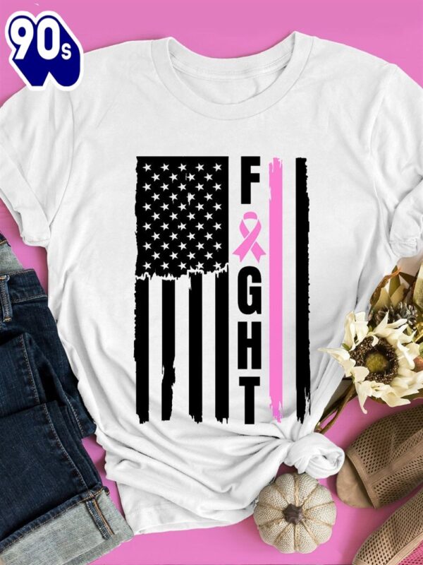 US Flag Fight Breast Cancer – Breast Cancer Awareness Shirt