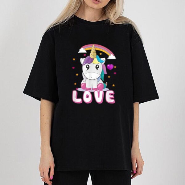 Unicorn Love Heart Shirt Magical Unicorn Valentine Cartoon Gifts Shirt