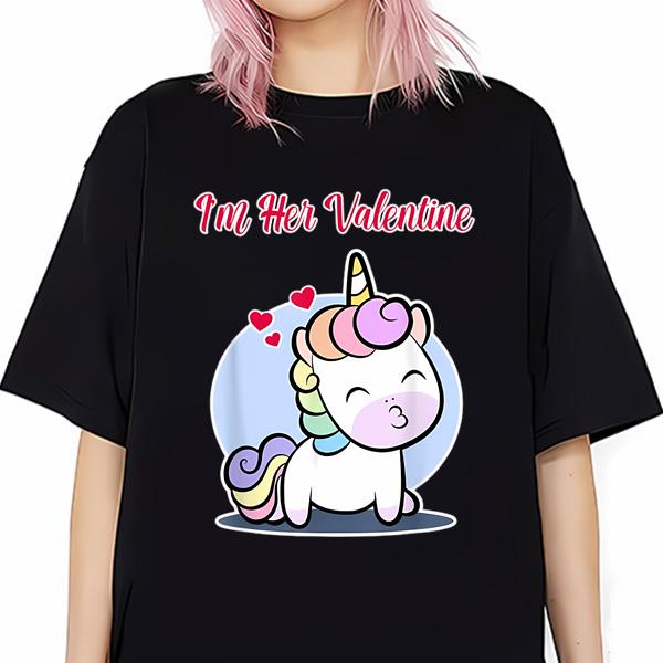 Unicorn Valentine Couple Design For Women T-Shirt- My Love For Him T-Shirt