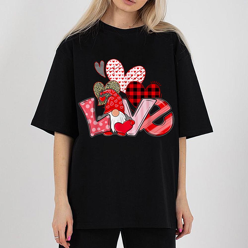 Valentine Gnomes Holding Hearts Valentine's Day Gnome Love T-Shirt