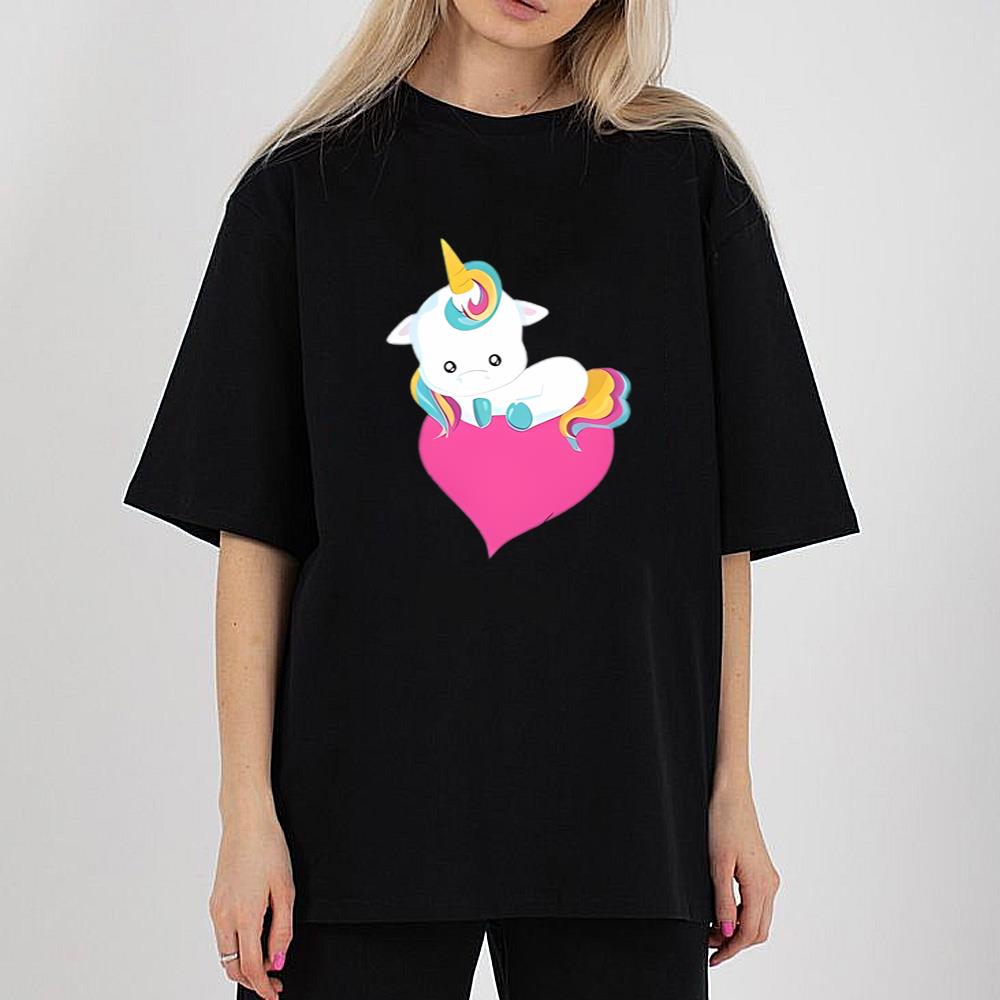 Valentine's Day Unicorn Love Heart Shirts For Girls T-Shirt