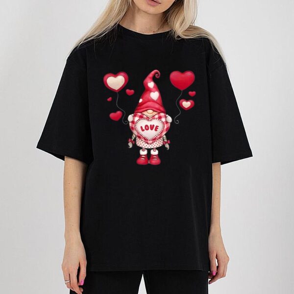 Valentine’s Day Women Tops Cute Gnome Graphic Love Heart Print Shirts Short