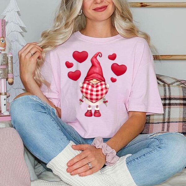 Valentine’s Shirt For Women Short Sleeve Summer Gnome Top’s Casual Baseball T-Shirt