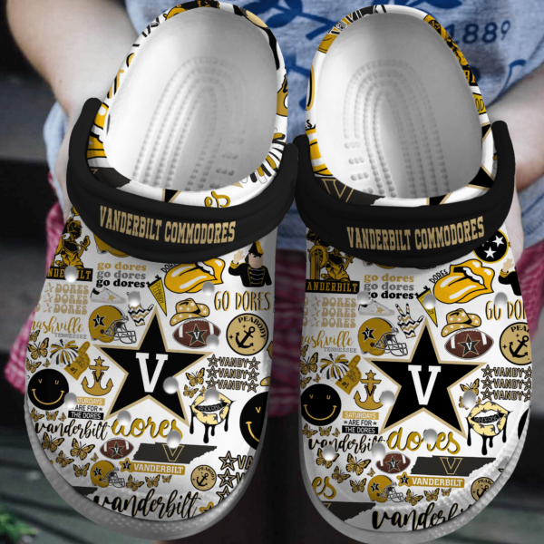 Vanderbilt Commodores NCAA Sport Crocs Crocband Clogs Shoes Comfortable For Men Women and Kids