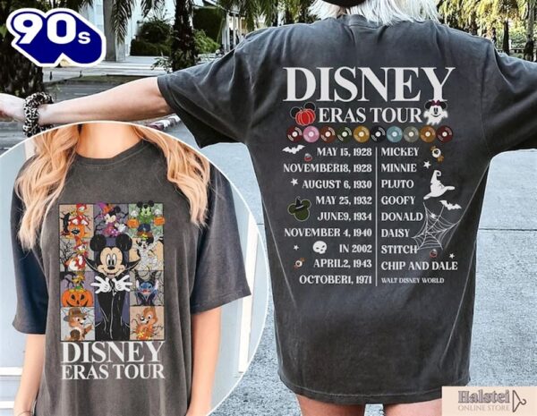 Vintage Disney Eras Tour 2 Sides Shirt, Mickey and Friends Halloween Shirt