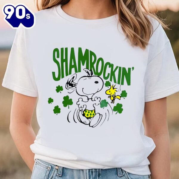 Vintage Snoopy Peanuts Shamrockin St Patrick’s Day Shirt