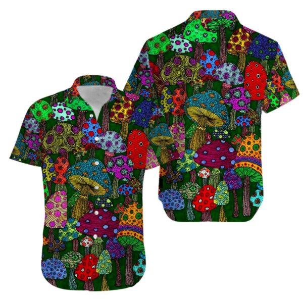 Vintage Trippy Mushroom Hippie Hawaiian Shirt – Beachwear For Men – Gifts For Young Adults