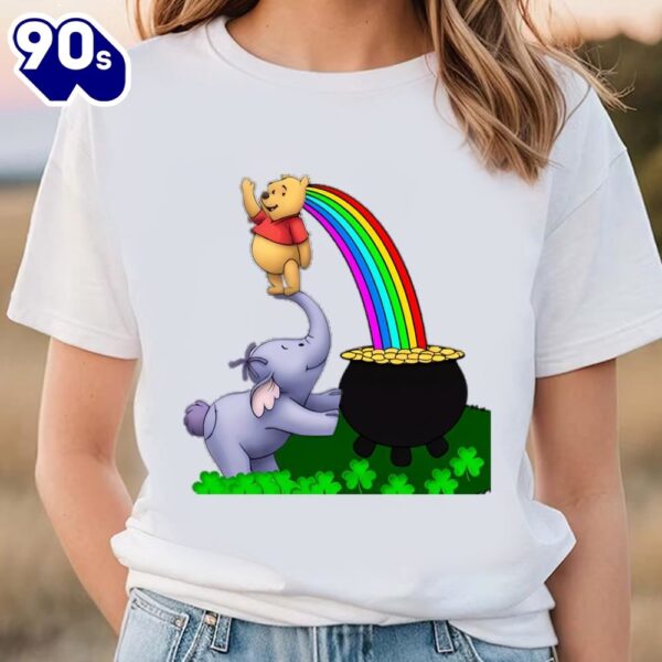 Winnie The Pooh Happy St Patrick’s Rainbow And Shamrocks Shirt
