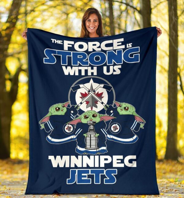 Winnipeg Jets Baby Yoda Fleece Blanket The Force Is Strong