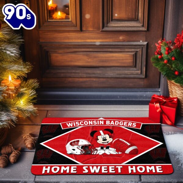 Wisconsin Badgers NCAA And Mickey Mouse Doormat