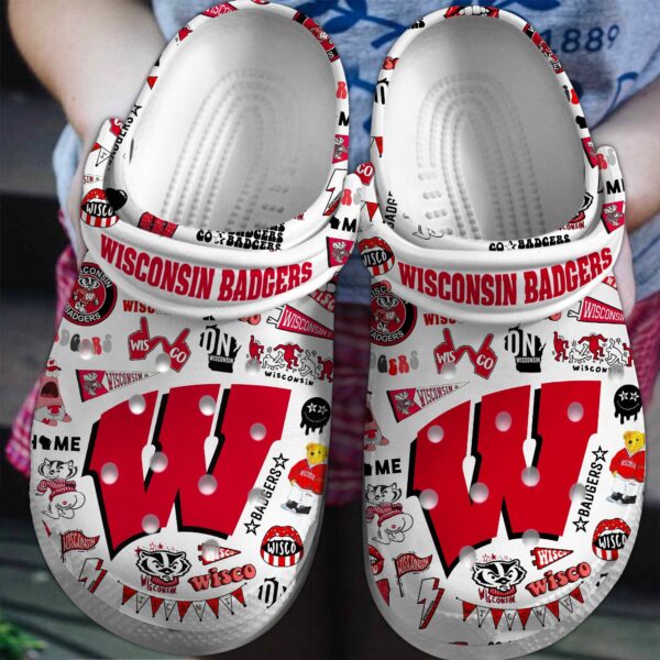 Wisconsin Badgers NCAA Sport Crocs Crocband Clogs Shoes Comfortable For Men Women and Kids