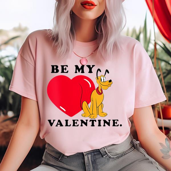 Womens Disney Pluto Be My Valentine T-Shirt