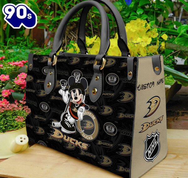 Anaheim Ducks NHL Mickey Women Leather Hand Bag