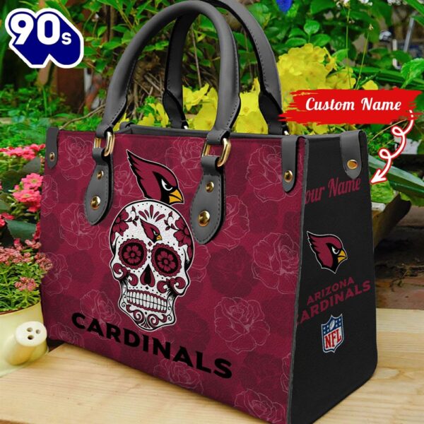 Arizona Cardinals NFL Team Sugar Skull Women Leather Hand Bag