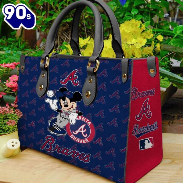 Atlanta Braves Mickey Women Leather Hand Bag