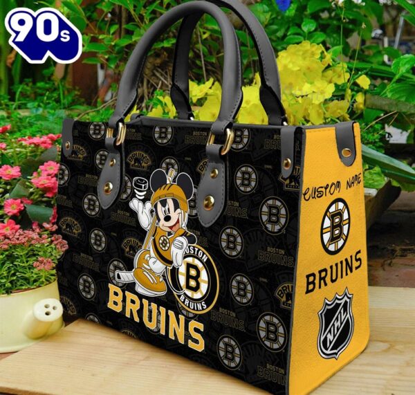 Boston Bruins NHL Mickey Women Leather Hand Bag