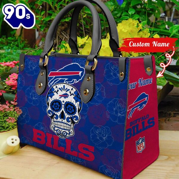 Buffalo Bills NFL Team Sugar Skull Women Leather Hand Bag