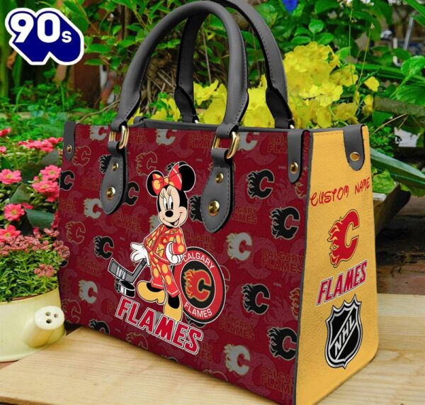 Calgary Flames NHL Minnie Women Leather Hand Bag