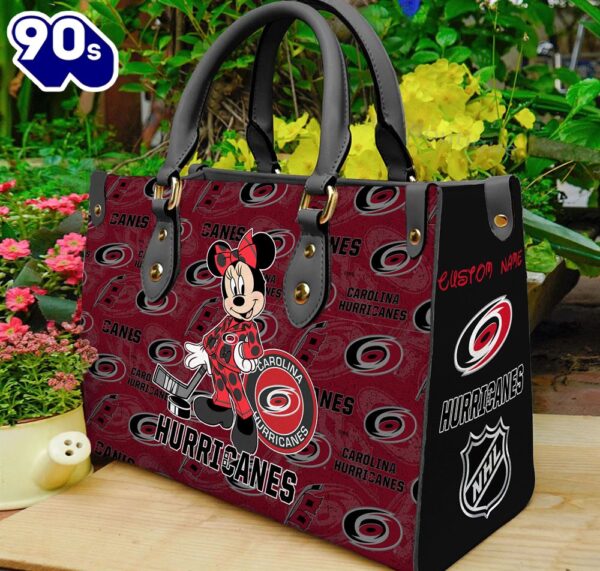 Carolina Hurricanes NHL Minnie Women Leather Hand Bag