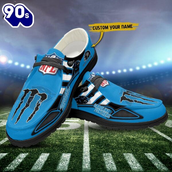 Carolina Panthers Monster Custom Name NFL Canvas Loafer Shoes