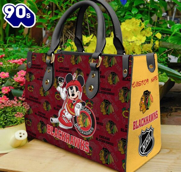 Chicago Blackhawks NHL Mickey Women Leather Hand Bag