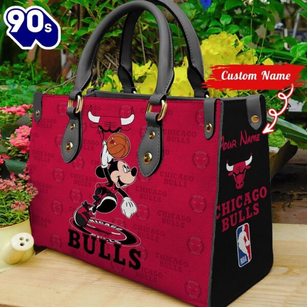 Chicago Bulls NBA Mickey Women Leather Hand Bag