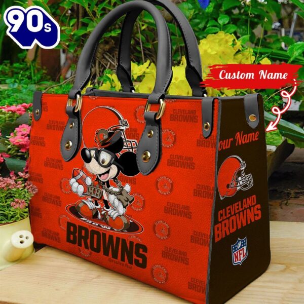 Cleveland Browns Mickey Retro Women Leather Hand Bag
