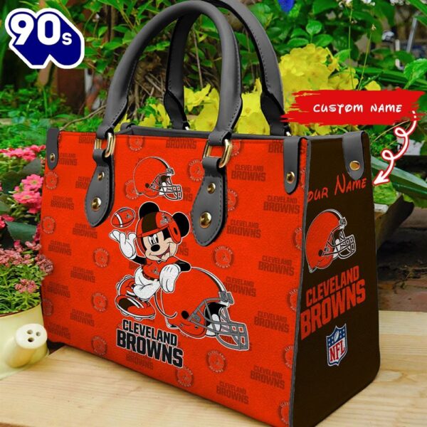 Cleveland Browns Mickey Women Leather Hand Bag