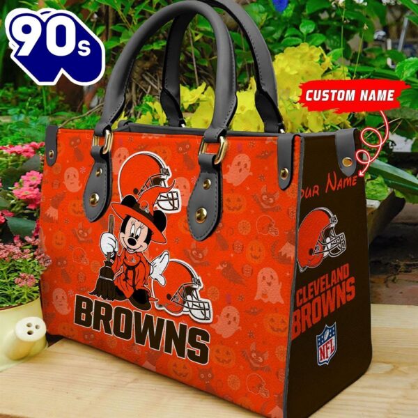 Cleveland Browns NFL Minnie Halloween Women Leather Hand Bag