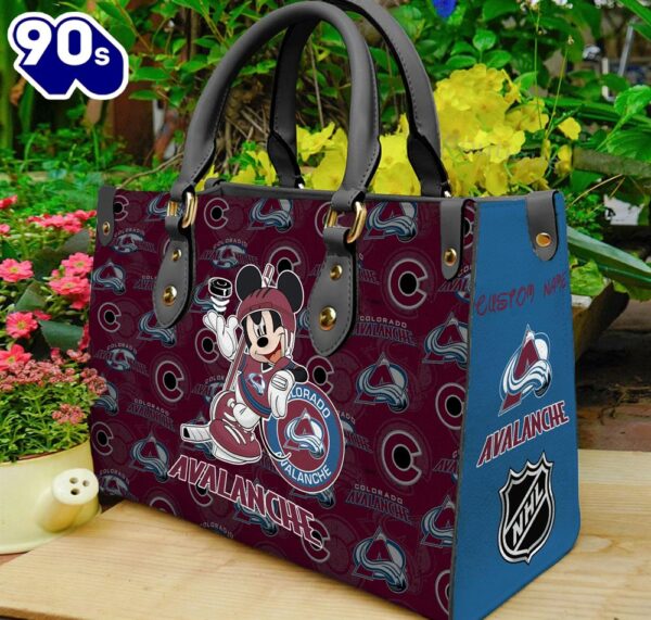 Colorado Avalanche NHL Mickey Women Leather Hand Bag