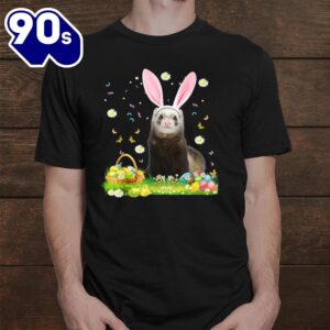 Cute Ferret Easter Day Bunny Eggs Easter Costume Shirt 2