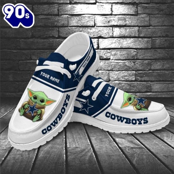 Dallas Cowboys Baby Yoda Grogu NFL Canvas Loafer Shoes