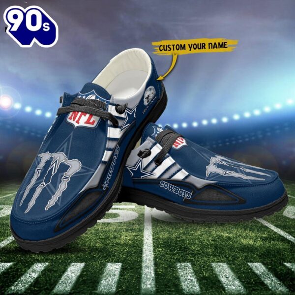Dallas Cowboys Monster Custom Name NFL Canvas Loafer Shoes