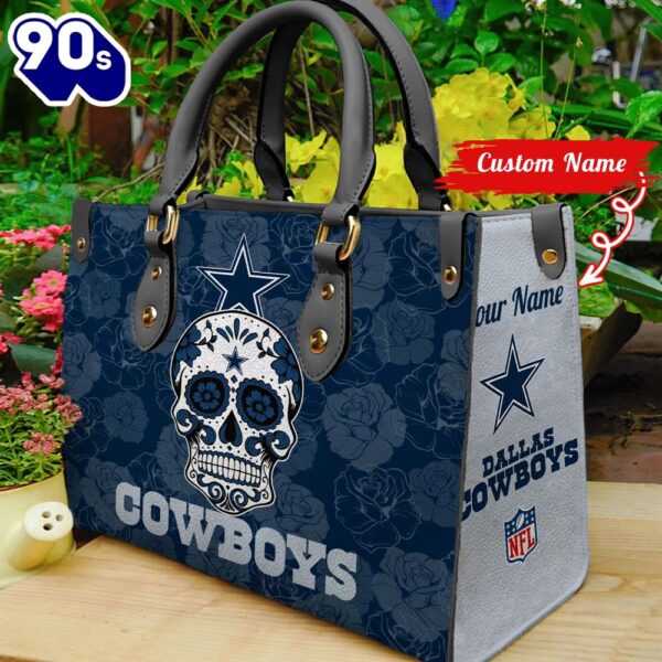 Dallas Cowboys NFL Team Sugar Skull Women Leather Hand Bag