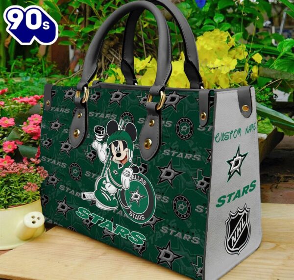 Dallas Stars NHL Mickey Women Leather Hand Bag