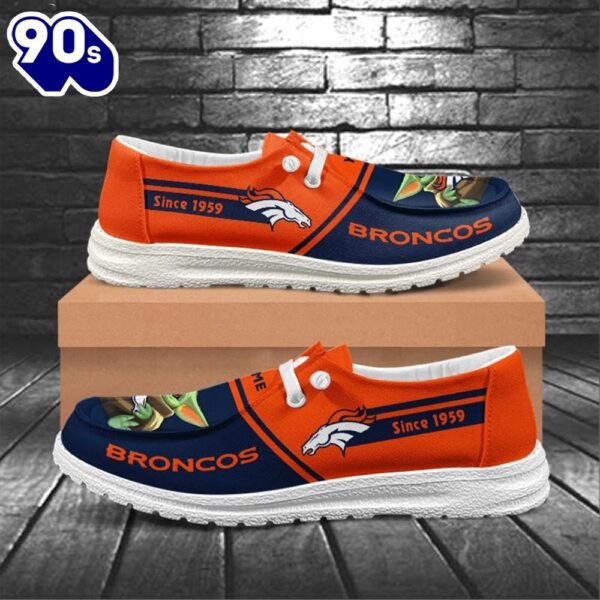 Denver Broncos Baby Yoda Grogu NFL Canvas Loafer Shoes