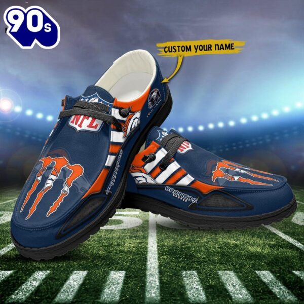 Denver Broncos Monster Custom Name NFL Canvas Loafer Shoes