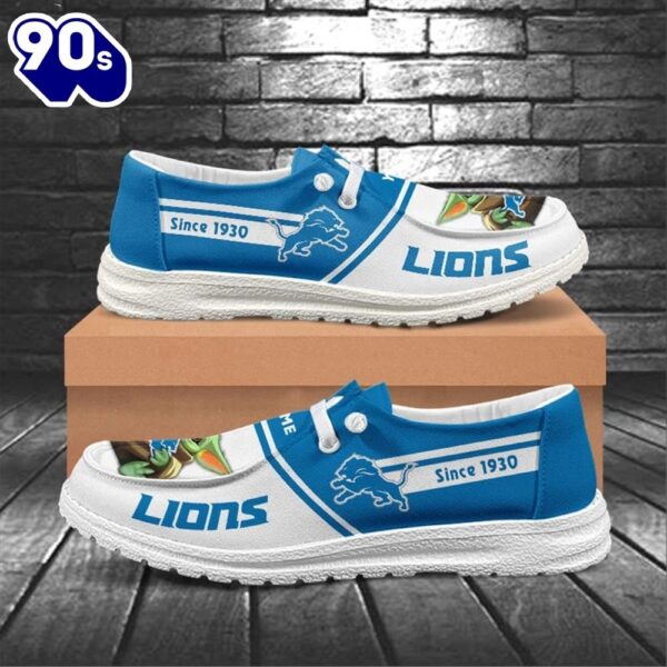 Detroit Lions Baby Yoda Grogu NFL Canvas Loafer Shoes