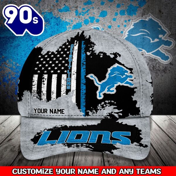 Detroit Lions Your Name Custom Baseball Cap Perfect Gift For Fans