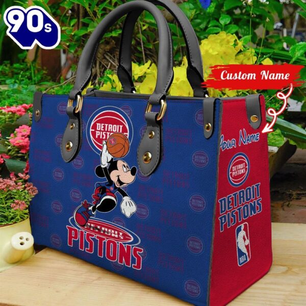 Detroit Pistons NBA Mickey Women Leather Hand Bag