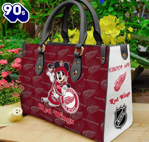 Detroit Red Wings NHL Mickey Women Leather Hand Bag