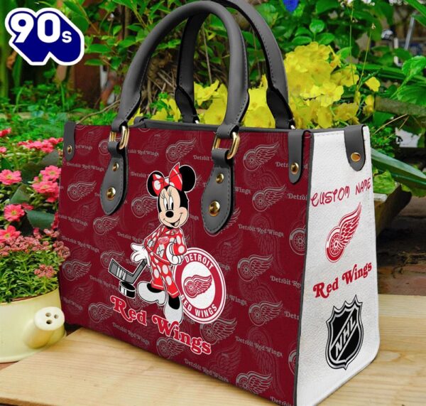 Detroit Red Wings NHL Minnie Women Leather Hand Bag