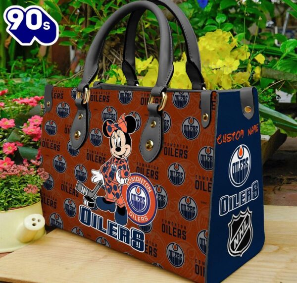 Edmonton Oilers NHL Minnie Women Leather Hand Bag