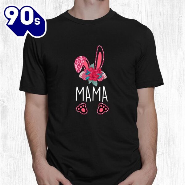 Floral Leopard Tee Mama Bunny For Easter Shirt