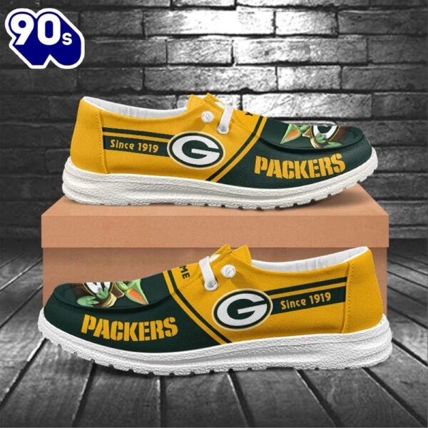 Green Bay Packers Baby Yoda Grogu NFL Canvas Loafer Shoes