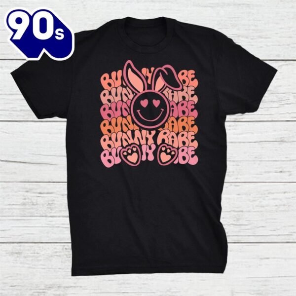 Groovy Bunny Babe Smiley Face Heart Eyes Easter Day Shirt