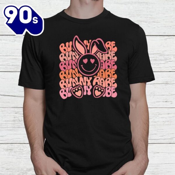 Groovy Bunny Babe Smiley Face Heart Eyes Easter Day Shirt