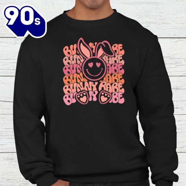 Groovy Bunny Babe Smiley Face Heart Eyes Easter Day Shirt