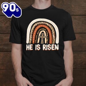He Is Risen Leopard Rainbow Christian Jesus Happy Easter Day Shirt 2