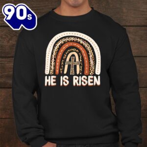 He Is Risen Leopard Rainbow Christian Jesus Happy Easter Day Shirt 4